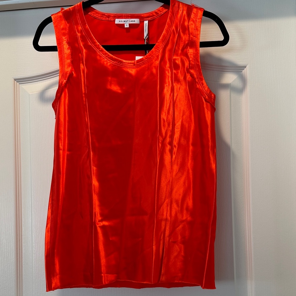 Helmut Lang Vibrant Orange Satin Tank